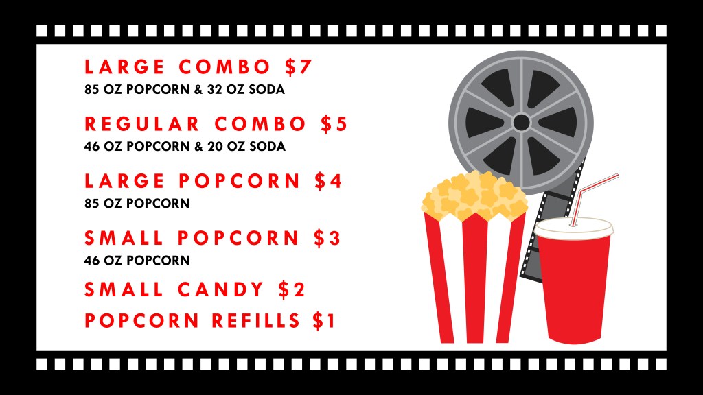 Paramount Theater Concessions Menu